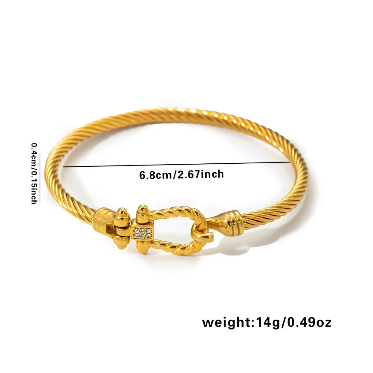 Titanium Steel Fashion Twisted Diamond-inlaid Horseshoe Clasp Bracelet