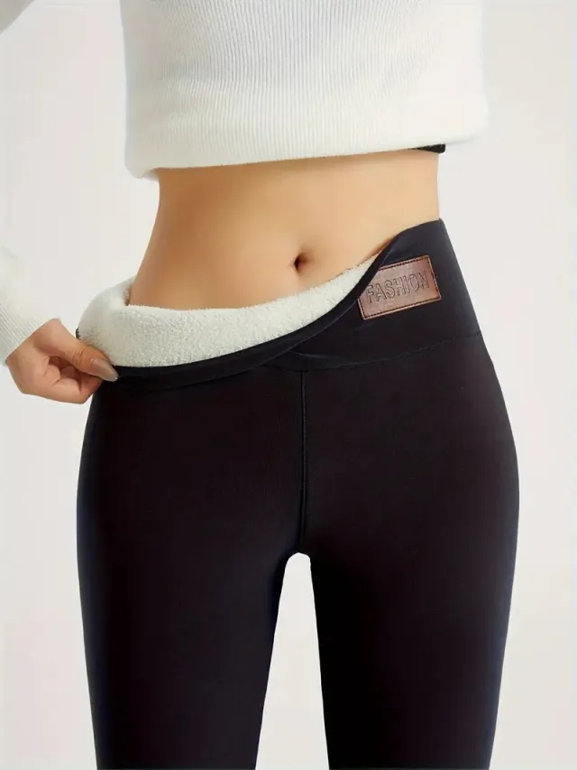 Simple Solid Color Casual Thickening Sports Leggings Black - Shop at LoveMi