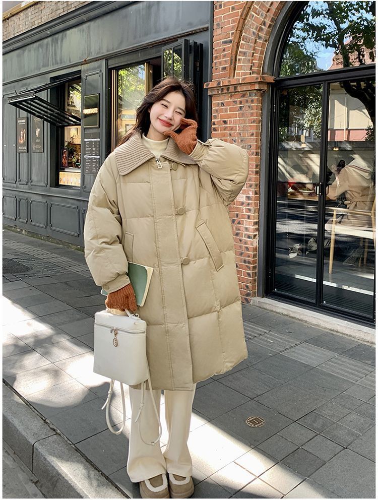 Womens Fashionable Knitted Long Cotton Coat With A Turn-Down Collar Fdeb67ea C122 4fab 9cb6 Ae455387bcda