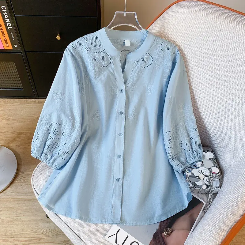 Loose-fitting Versatile Three-quarter-sleeve Top