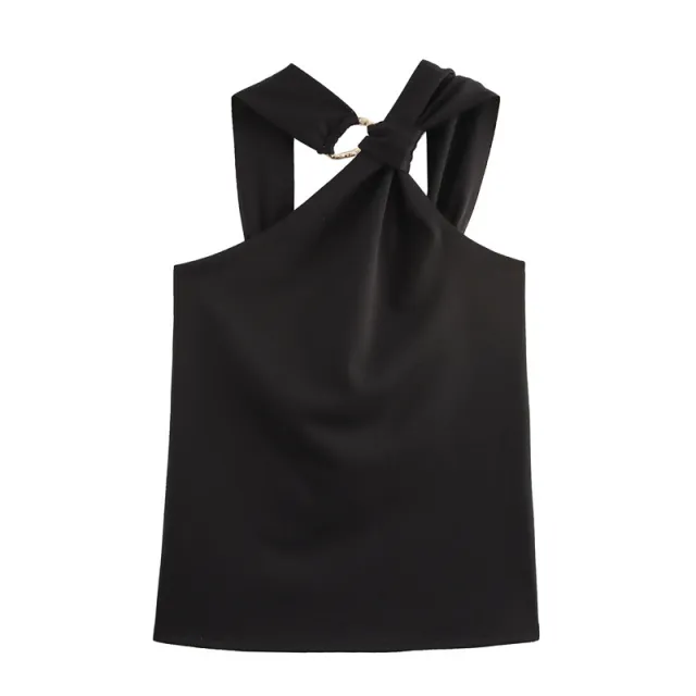 Spring Solid Color Metal Decoration Irregular Vest Top - Shop at LoveMi