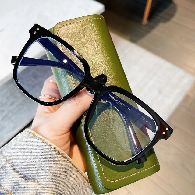 Large Frame Anti Blue ray Glasses Personality Rivets Blue - Shop at LoveMi
