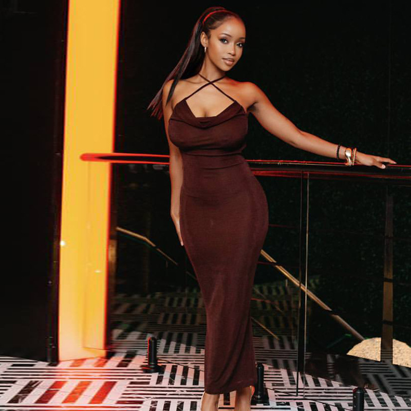 Womens Strapless Sleeveless Bodycon Maxi Dress