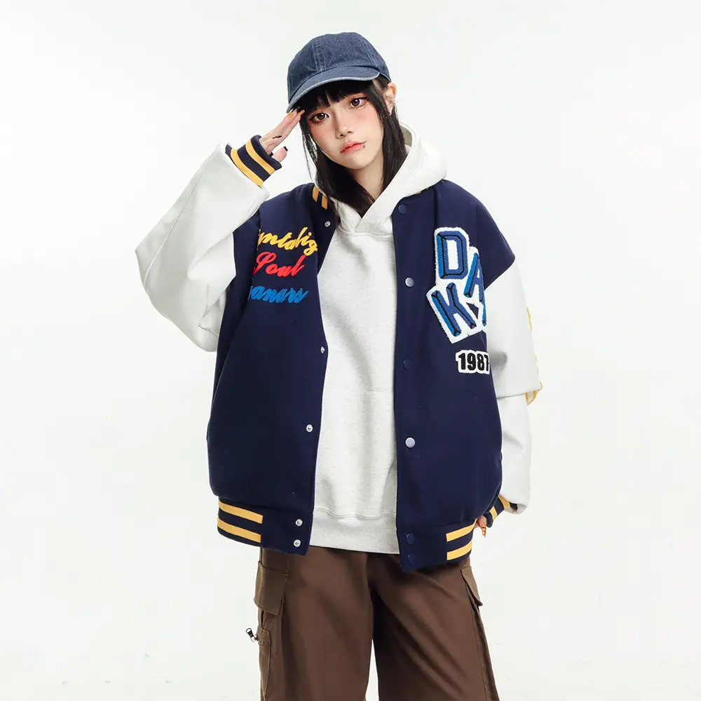 American-style Vintage Embroidered Letter Baseball Jacket
