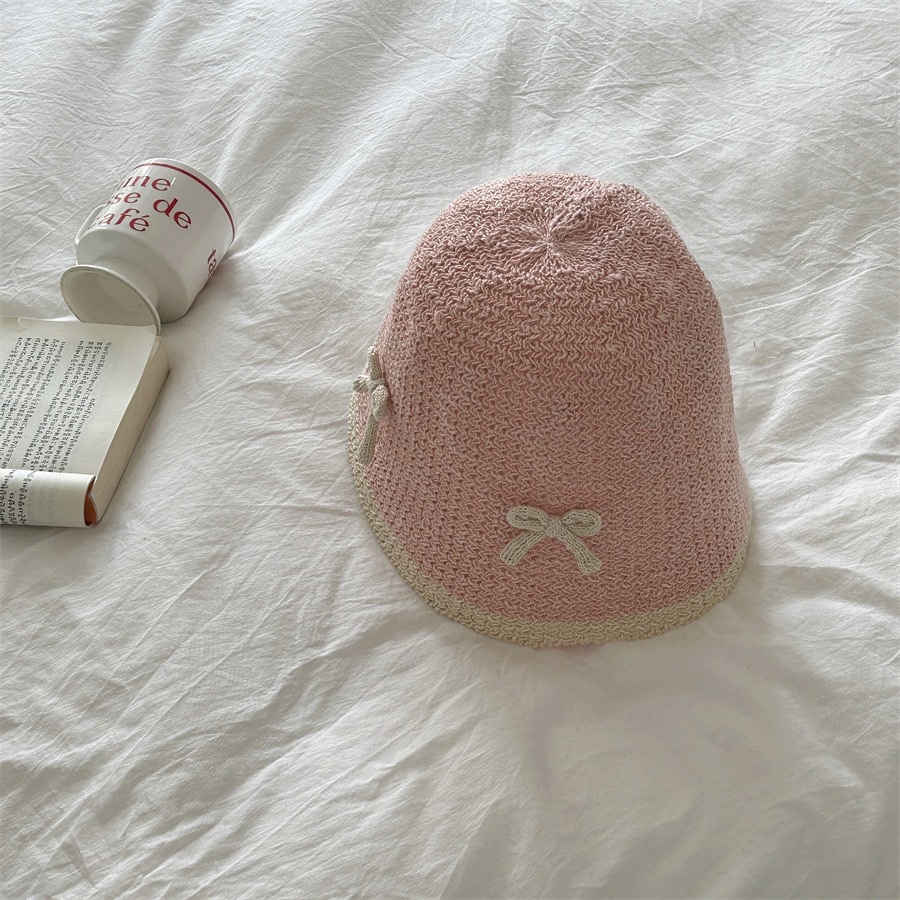 Japanese Cute Bow Knitted Fisherman Hat Women