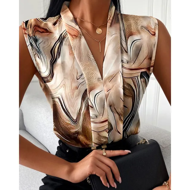 Printed Sleeveless Shirt Top For Women No 3 Color - Shop at LoveMi
