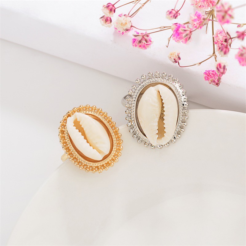 Ornament Creative Alloy Inlaid Shell Fashion Natural Shell Lady Ring