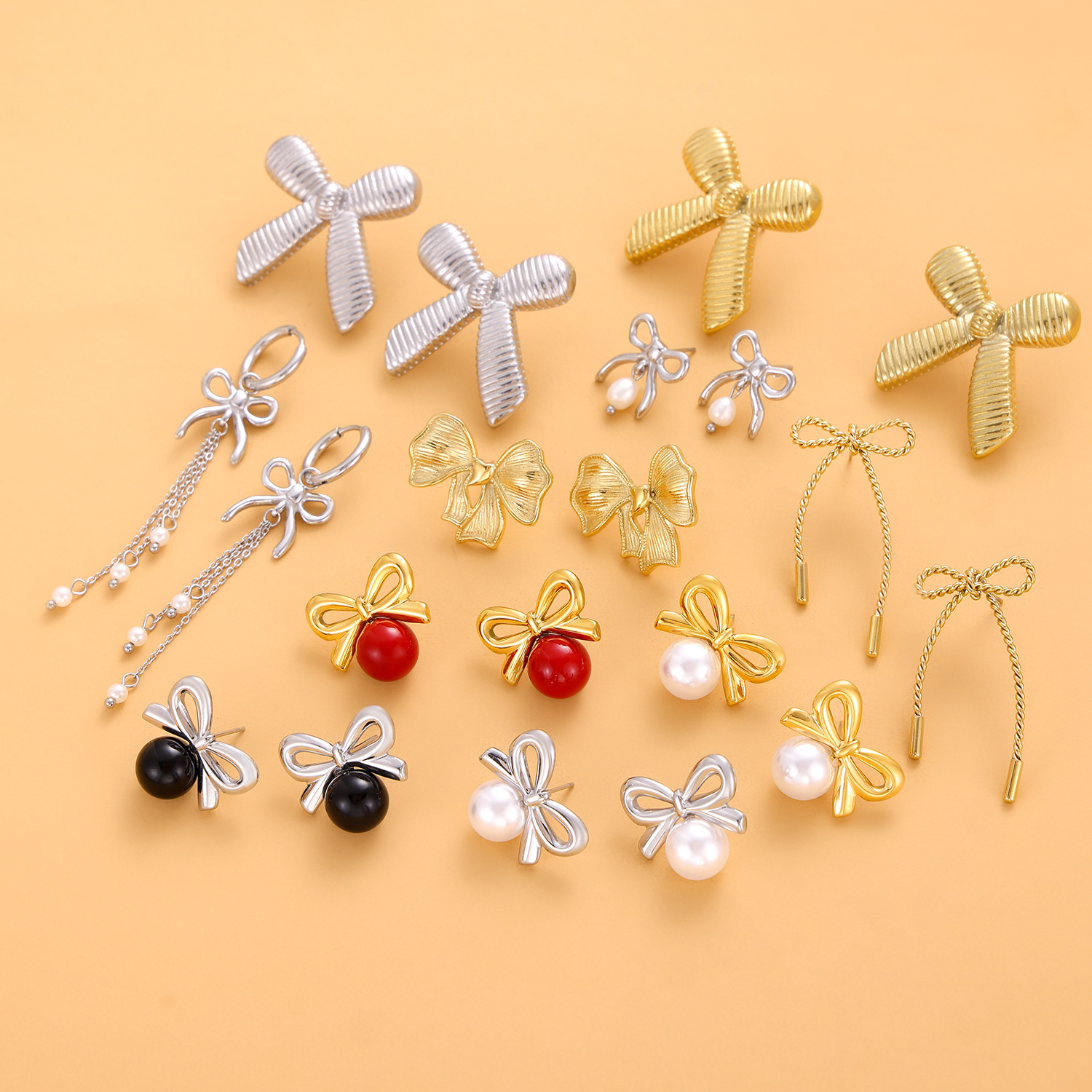 Fashionable Stainless Steel Bow Earrings For Women