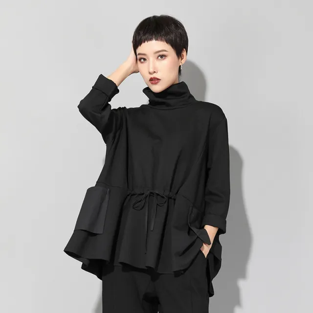 Cool Long Sleeve Pullover Loose Slimming Top Black - Shop at LoveMi