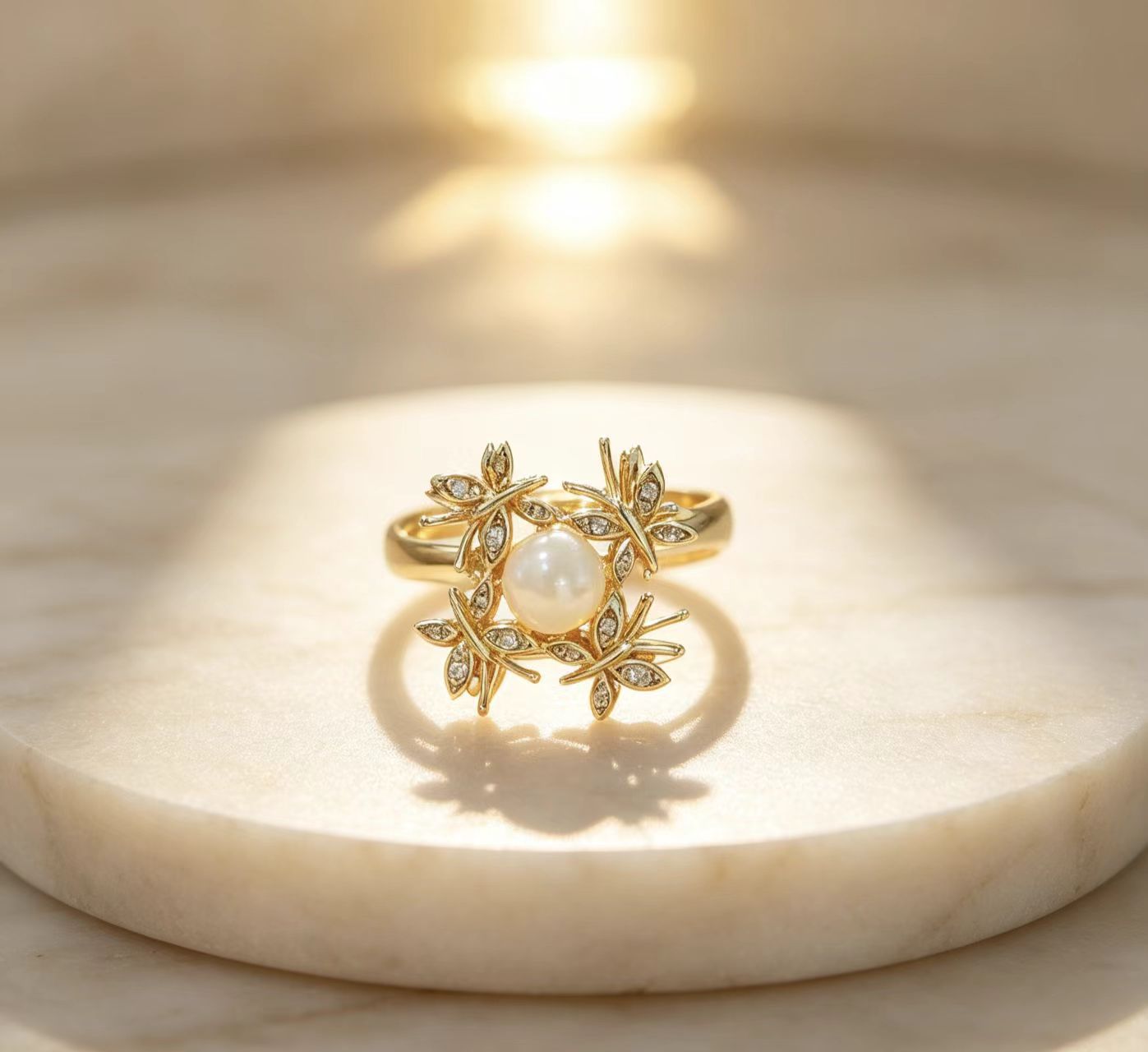 Spinning Butterfly Zircon Ring