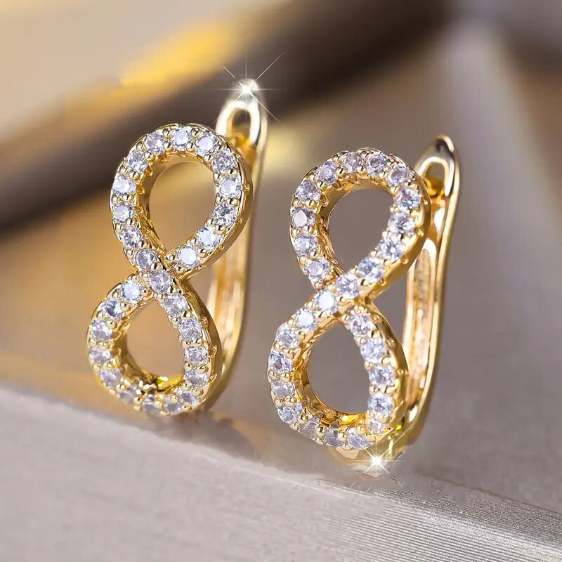 Fashionable Micro-Pave Zircon Infinity Symbol Ear Clips