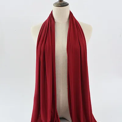 Solid Color Rayon Jersey Women's Scarf Mercerized Cotton Modal Kerchief 13 Wine Red - Shop at LoveMi