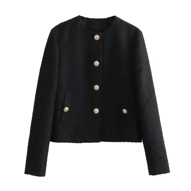 Round Neck Pure Color All matching Texture Short Jacket - Shop at LoveMi