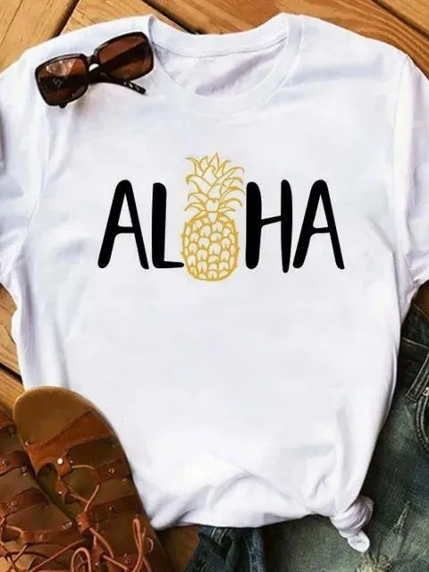 Female T shirt Fashion Pineapple Print Top Bt7963 - Shop at LoveMi