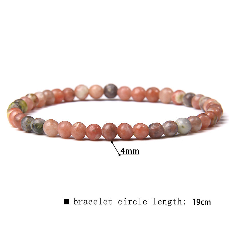 Elastic Beaded 4mm Natural Stone Beads Bracelet
