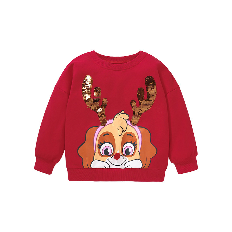 Girls' Long-sleeved Cotton Printed Sweater