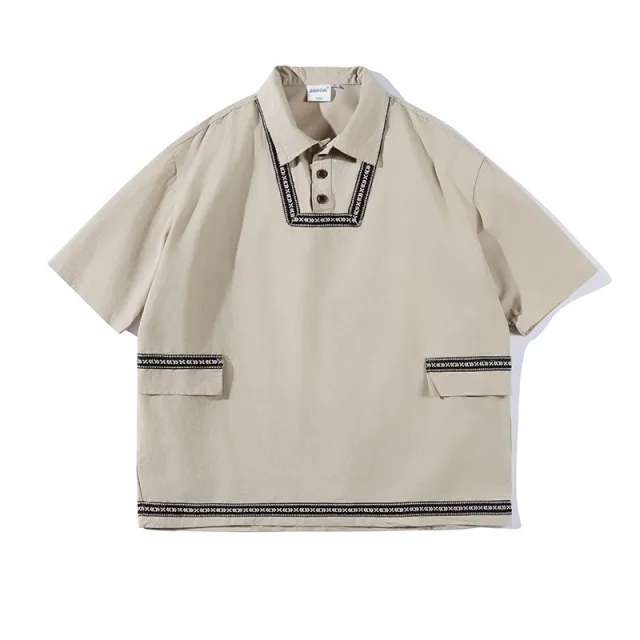Summer New Multi pocket Patchwork Shirt Khaki - Shop at LoveMi