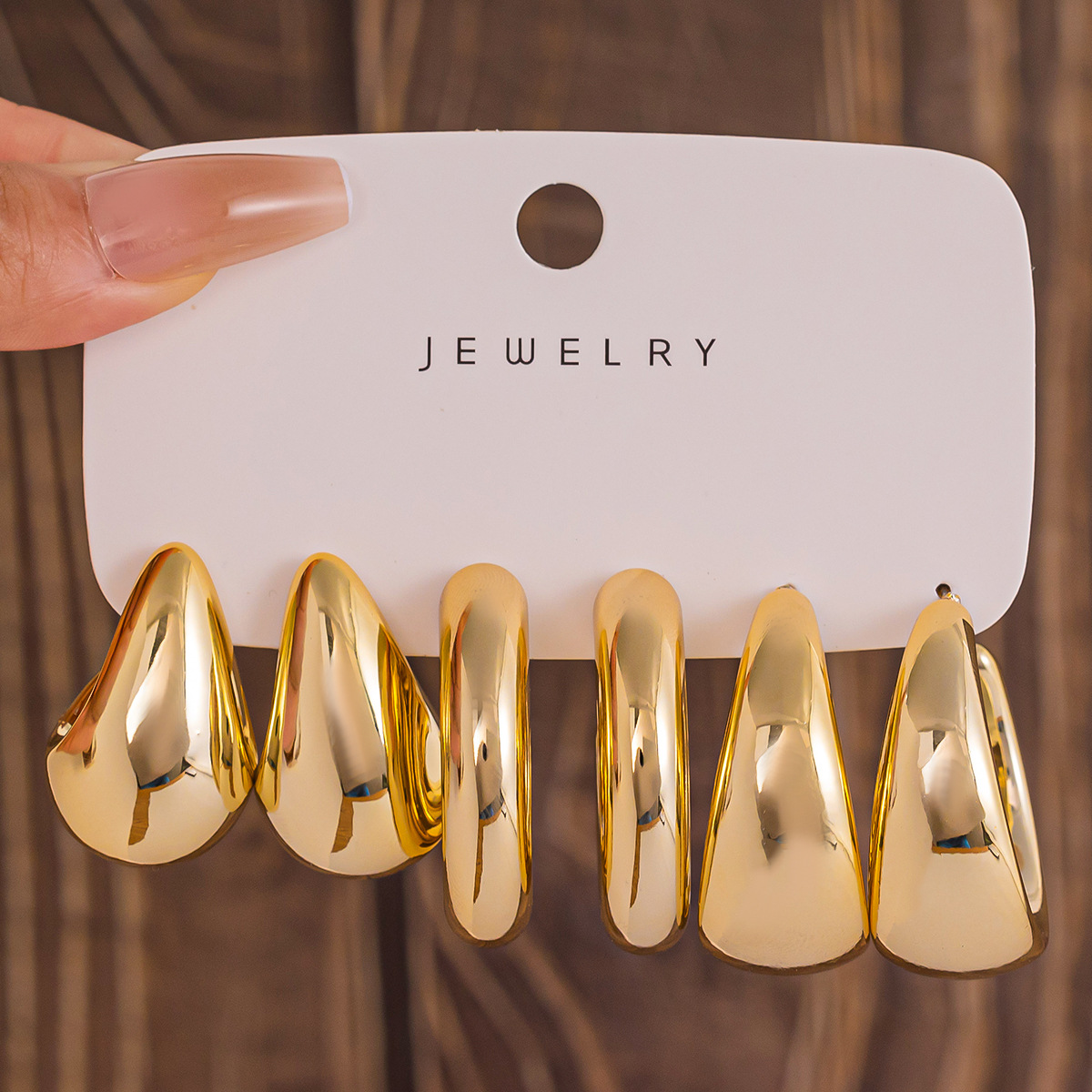 Fashionable Tassel Simple Creative And Personalized C-Shaped Waterdrop Stud Earrings