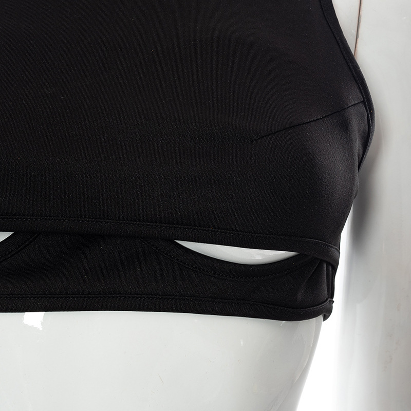 Solid Color And V-neck Solid Color Sleeveless Short Round Neck Hollow Vest