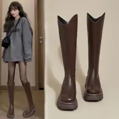Small Long Boots Autumn And Winter - Brown - View 1