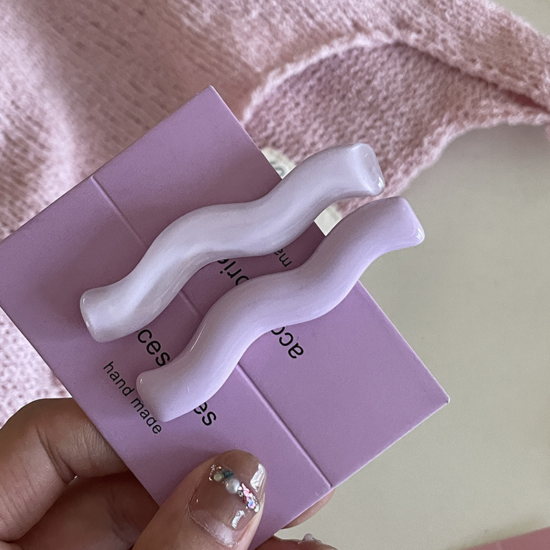 Candy Color Simple And Irregular Acrylic Wave Barrettes Purple - Shop at LoveMi