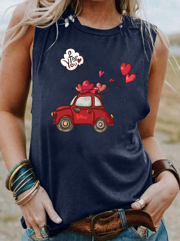 Sleeveless Vest T-shirt Women's Printed Wear