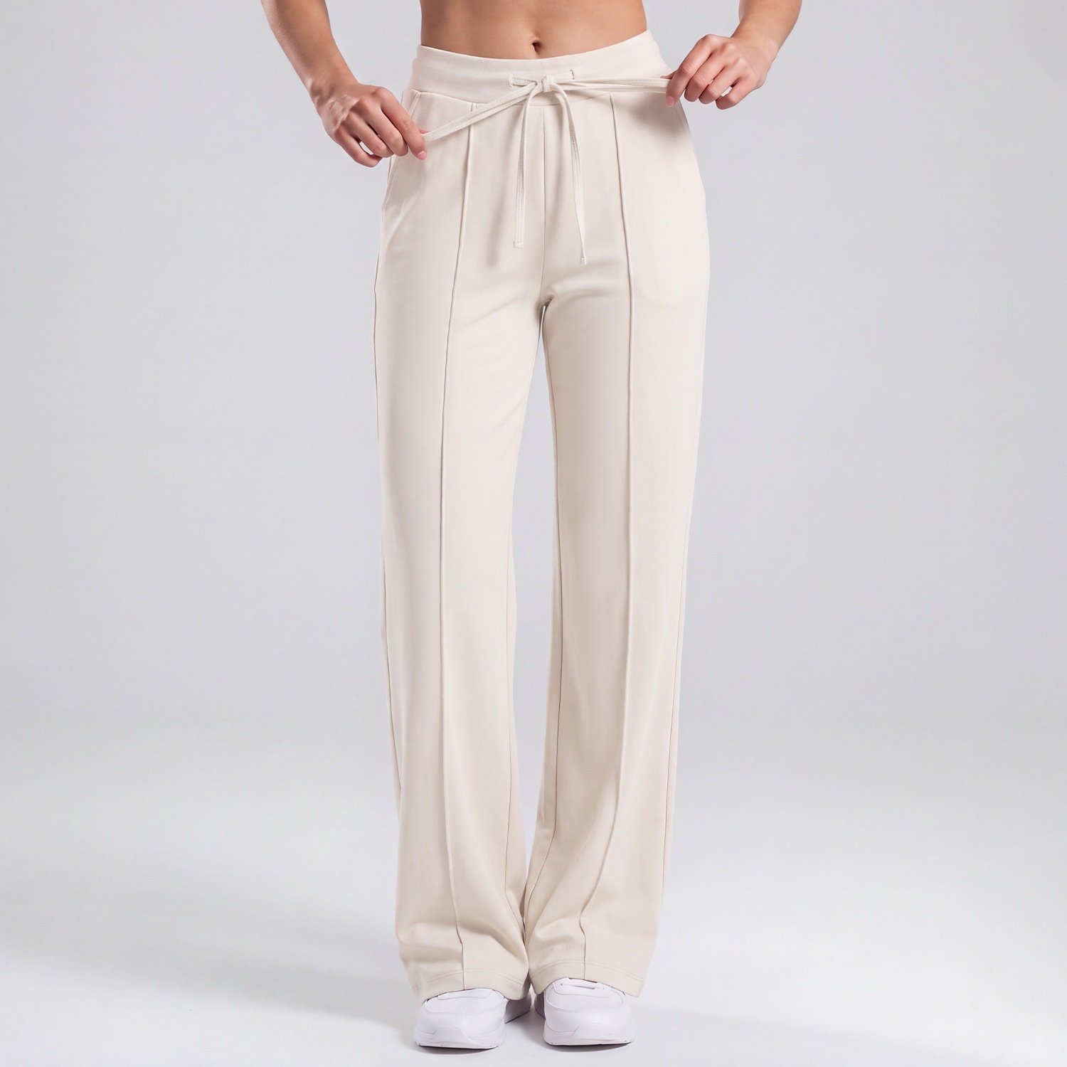 Womens High-Waisted Drawstring Wide-Leg Yoga Pants 4