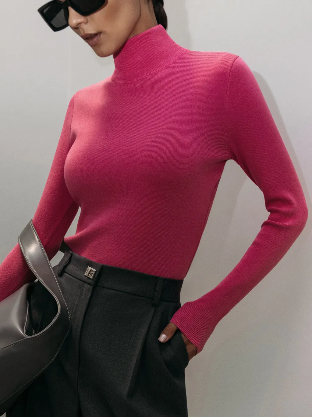 Women's Fashionable Temperament Slim Fit Warm Long-sleeved Sweater - Pink