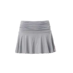 Slimming Pleated Anti-exposure A- Line Skirt - Light Gray - View 1