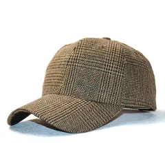 Vintage Bird Plaid Blended Knitted Baseball Cap Spring And Autumn Fashion - Brown - View 1