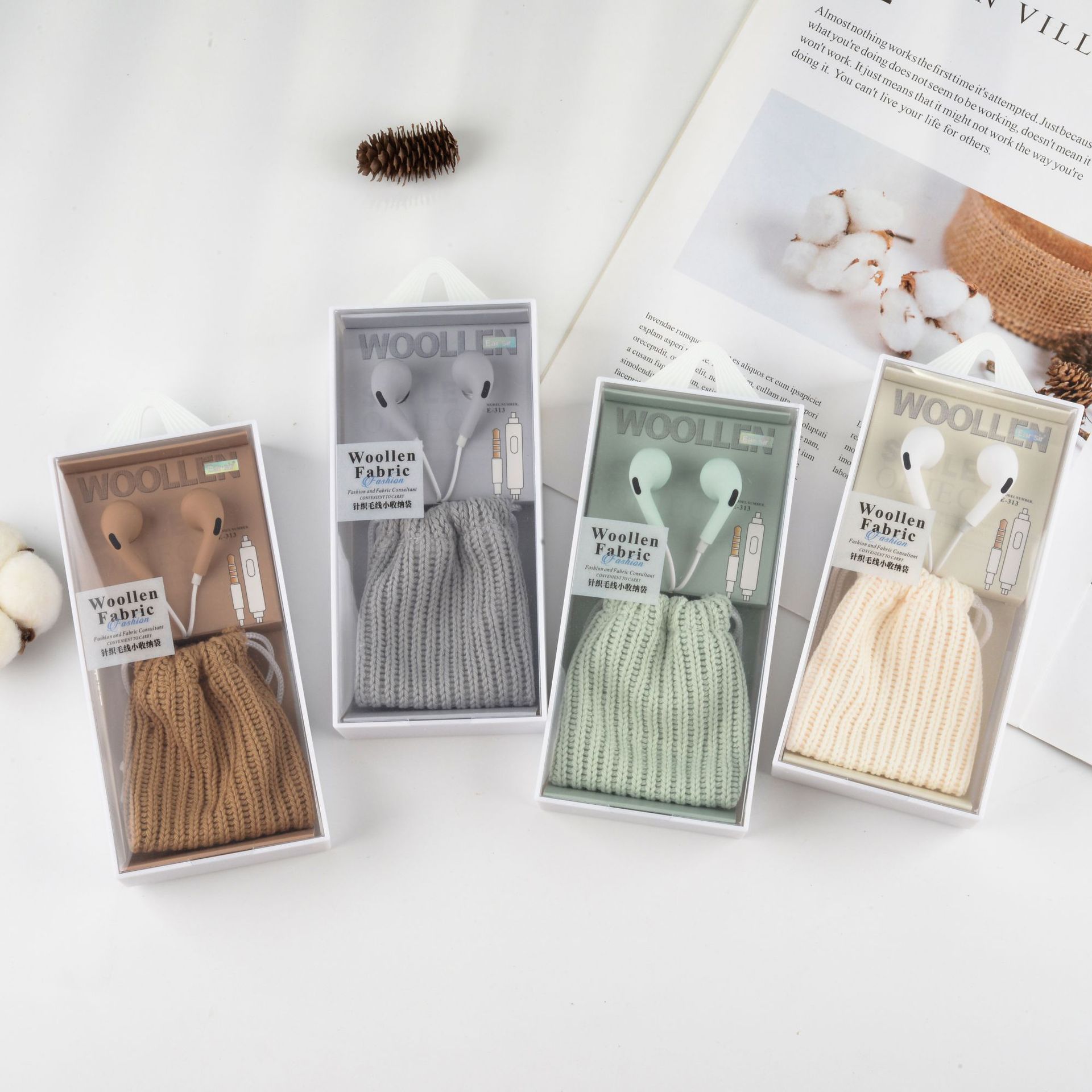 Simple And Stylish In-ear Earphone Wired Call Stereo Gift Buggy Bag Korean Cute Wired Earphone