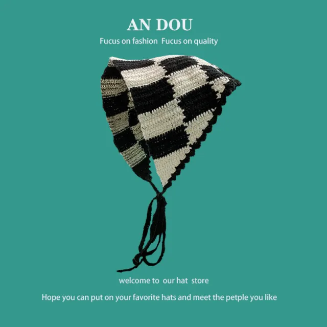 Spring And Autumn Fashion Knitted Crocheted Hollow Triangular Binder Women Black And White - Shop at LoveMi