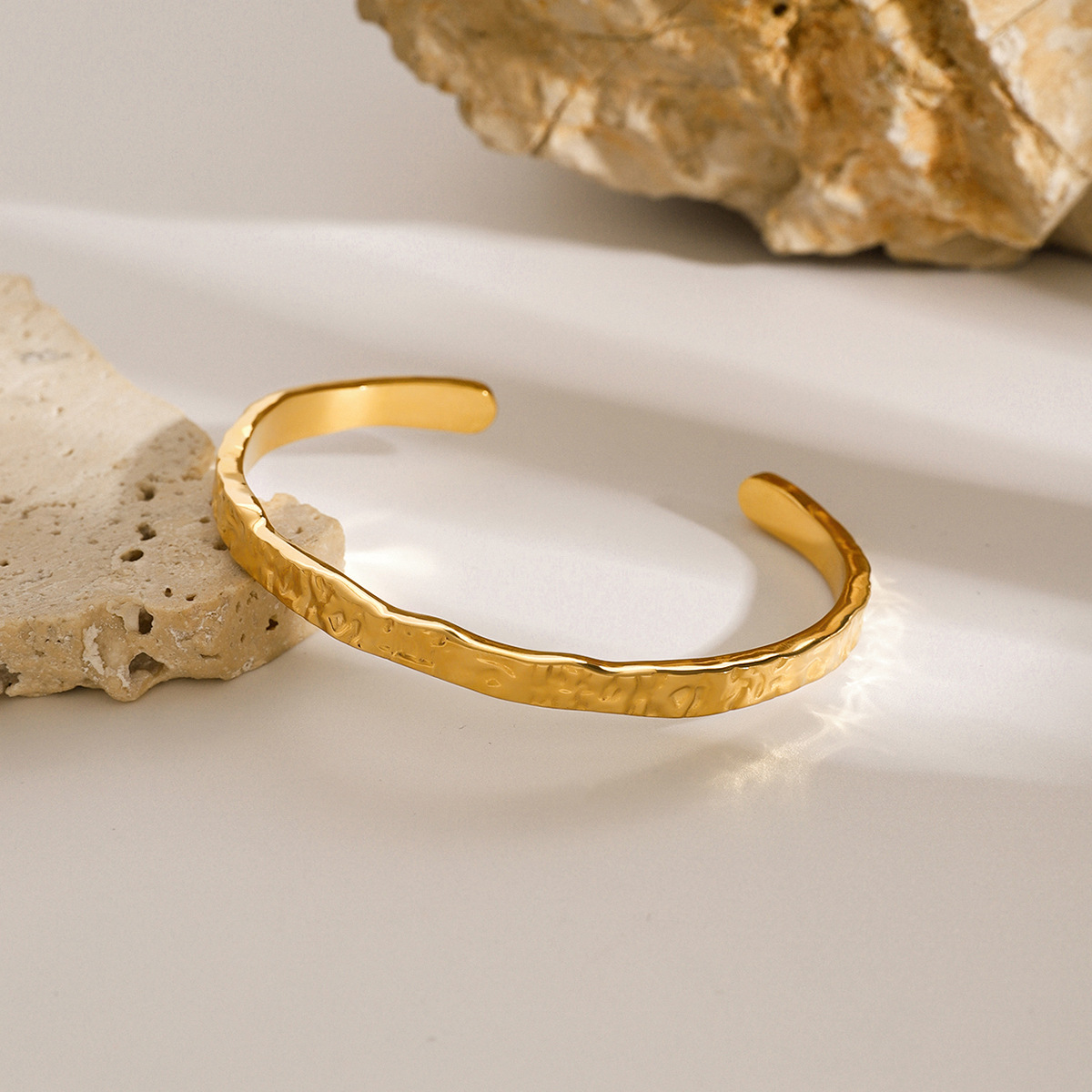 Stainless Steel Wave Pattern Open-ended Bracelet Women