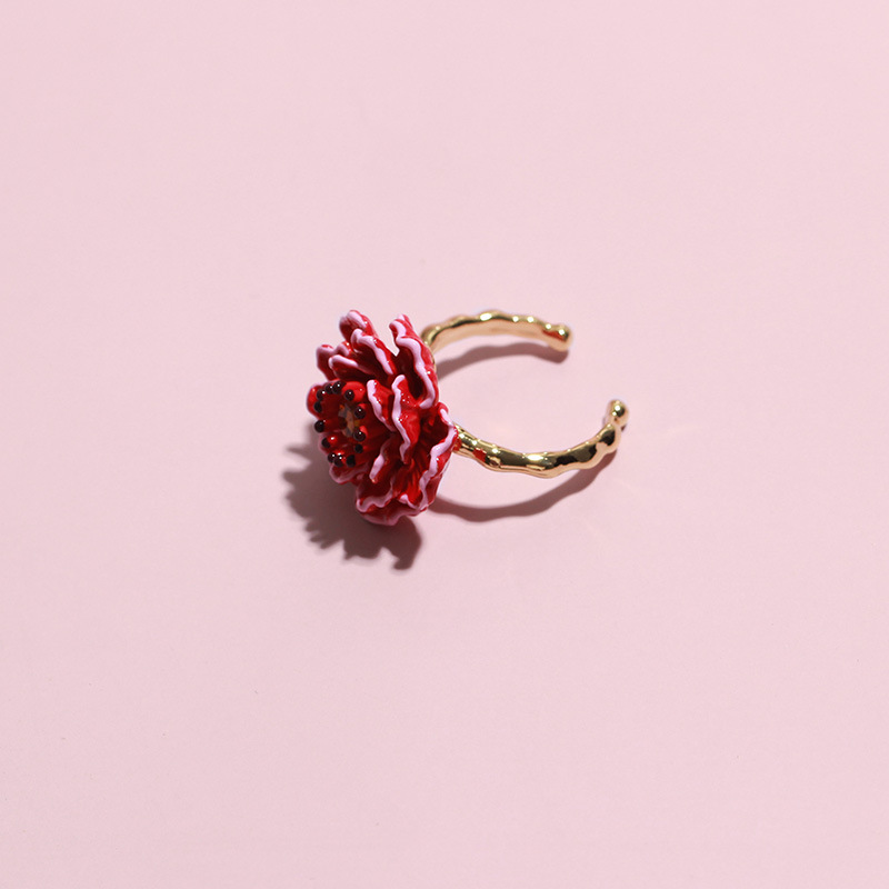 Grape Manor Peach Blossom Large Flower Enamel Glaze Flower Ring — foto 4