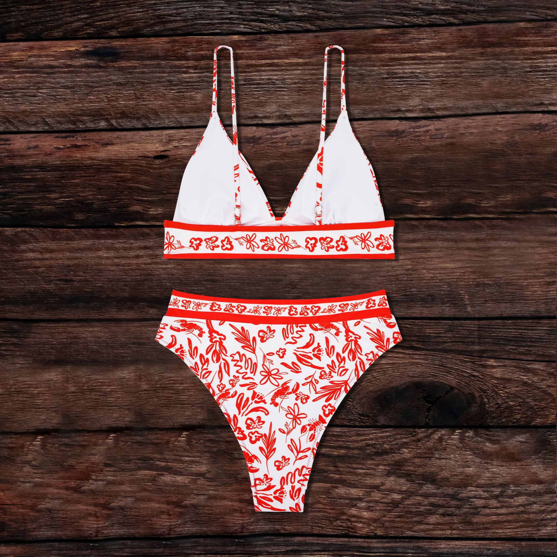 Women’s Orange Printed Split Swimsuit Bikini