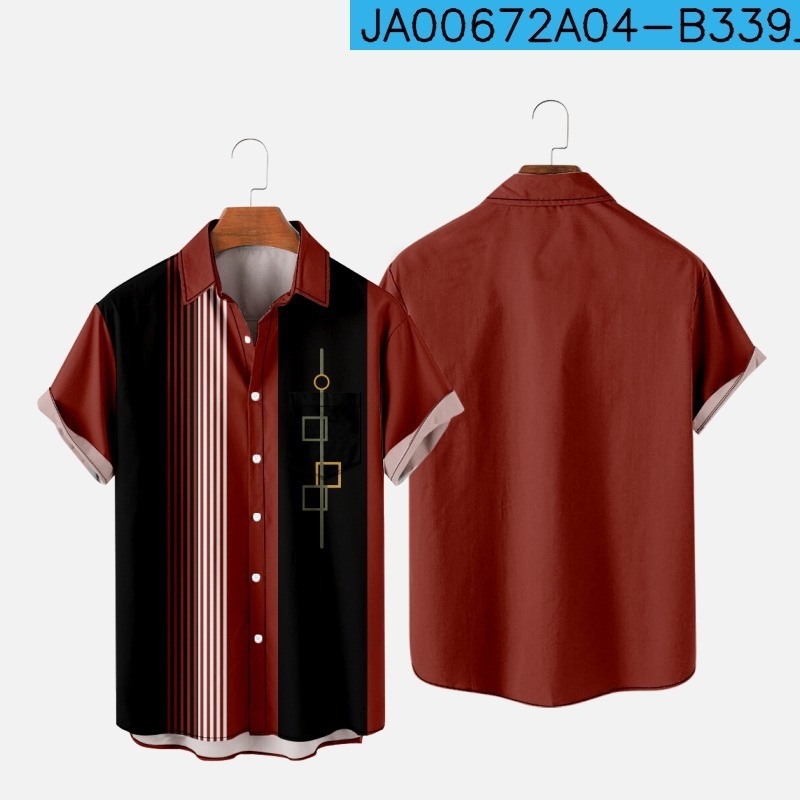 Summer Creative Diamond Shirt Large Size With Pockets Men's Casual Tops