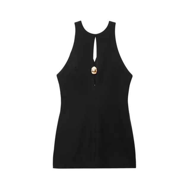 Fashionable Golden Inlaid Mini Dress Black - Shop at LoveMi