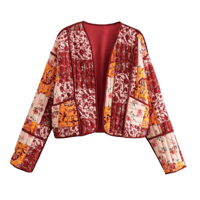 Slimming Fashionable All match Diamond Plaid Long Sleeve Printed Cotton Jacket Color - Shop at LoveMi