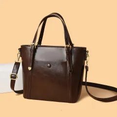 Minimalist Casual Shoulder And Tote Bag - Brown - View 1