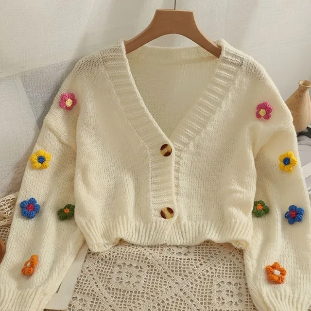 Sweet style Short Two button Knit Sweater For Women White - Shop at LoveMi