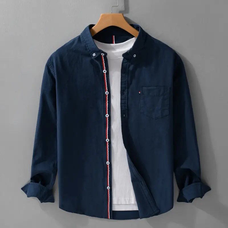 Men's British-style Oxford Long-sleeved Shirt