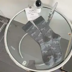 Women's Bowknot Mid-calf Length Loose Socks - Dark Grey - View 1