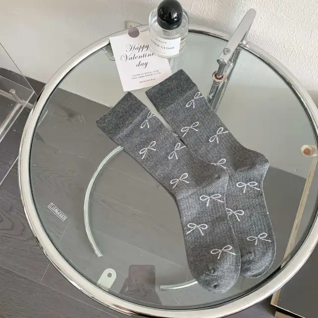 Women's Bowknot Mid calf Length Loose Socks Dark Gray - Shop at LoveMi