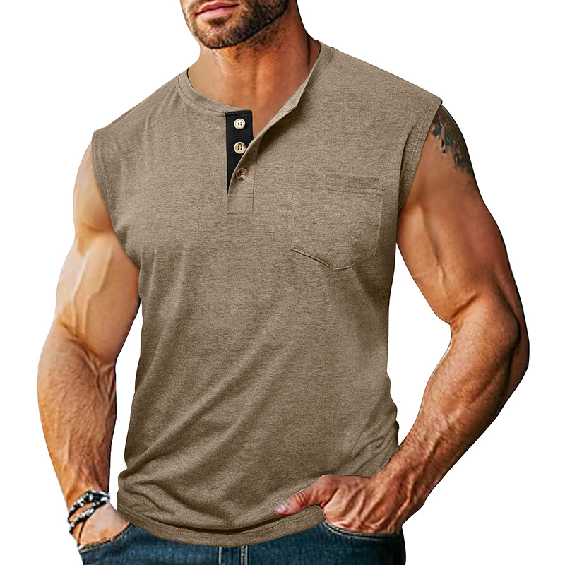 Men's Sleeveless Wide-Shoulder Tank Top Fitness Workout Top