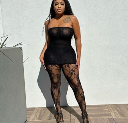 Sexy Cutout Lace See through Chest wrapped Dress Trousers Two piece Set Black - Shop at LoveMi