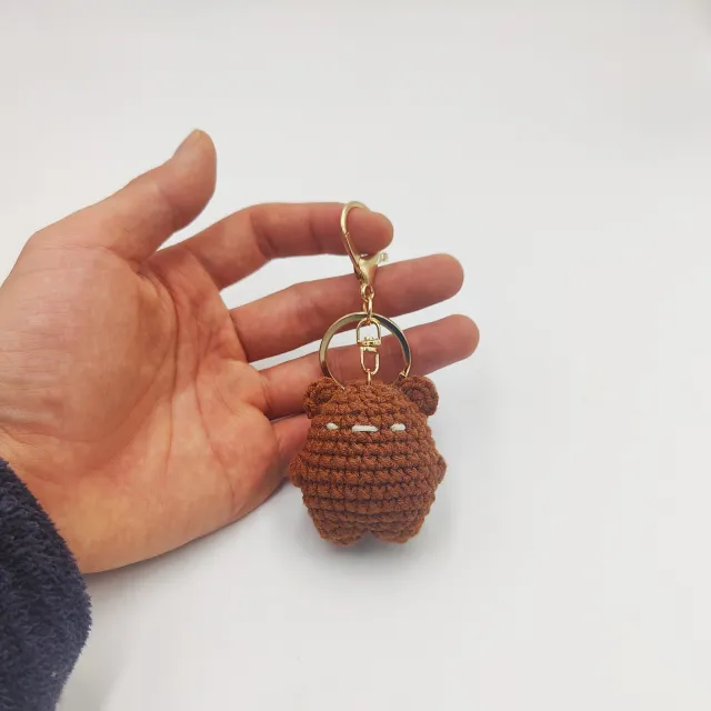 Cute Bear Pendant Handmade Woven Keychain Coffee Bear Gold Buckle - Shop at LoveMi