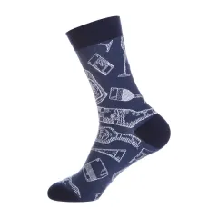 Function Geometry Trendy Mid-calf Length Socks Men's European And American Street Ins Trendy Cotton Socks - Wine Glass - View 1