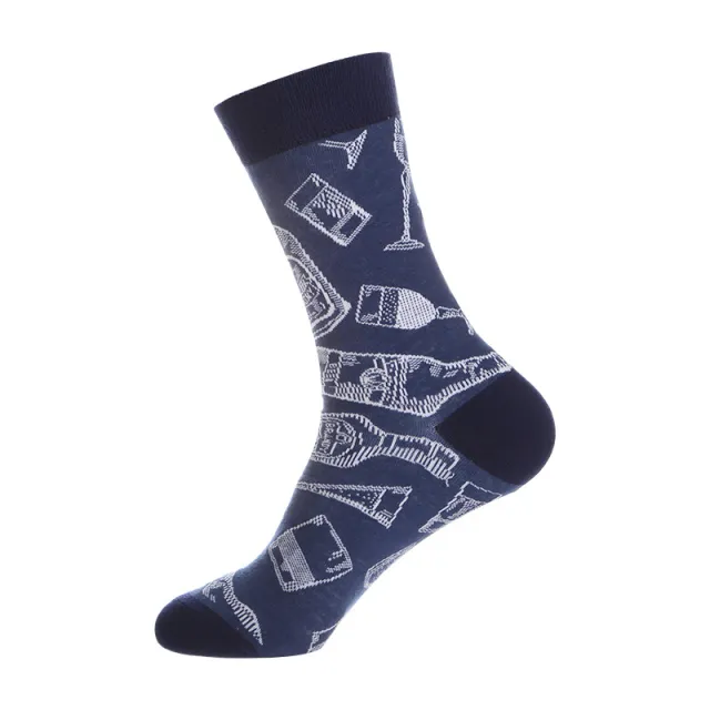 Function Geometry Trendy Mid calf Length Socks Men's European And American Street Ins Trendy Cotton Socks Wine Glass - Shop at LoveMi