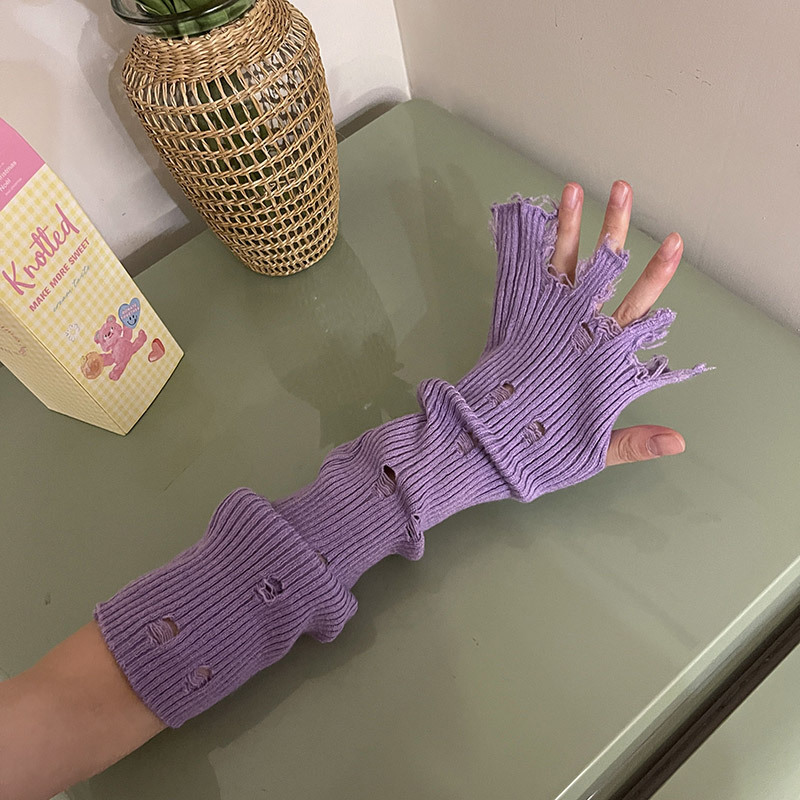 Women's Knitted Long Dopamine Multi-color Gloves