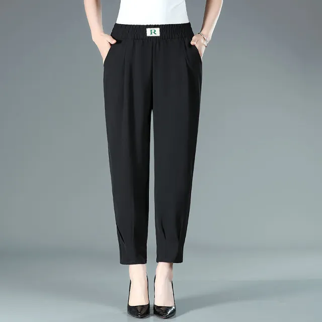 Women's Loose Slimming Harem Pants Tight Waist Casual Black - Shop at LoveMi
